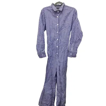 스트라이프 긴팔 오버롤