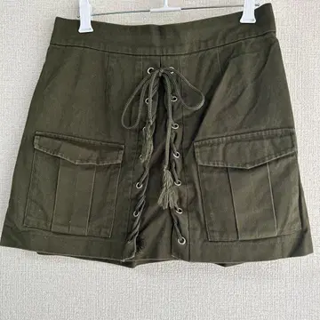 Dukkah 듀카 미니 스커트 올리브색 그린 계열 프론트 레이스업 F