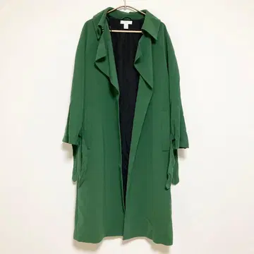 H&M 그린 롱 코트 오픈 프론트