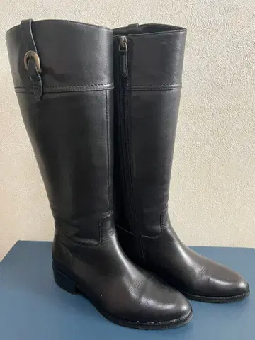 블랙 가죽 롱 부츠