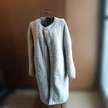 베이지 플리스 롱 코트