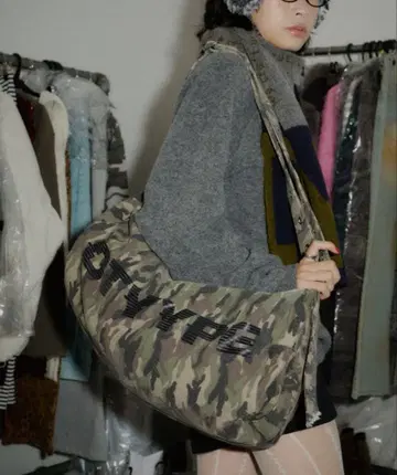 DTYYPE 로고 빈티지풍 보스턴 백 카모플라쥬