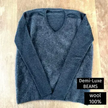 Demi-Luxe BEAMS 프론트 플러피 V넥 니트