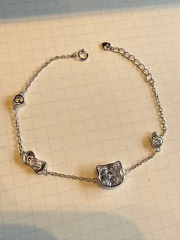 실버 925 고양이형 참 팔찌