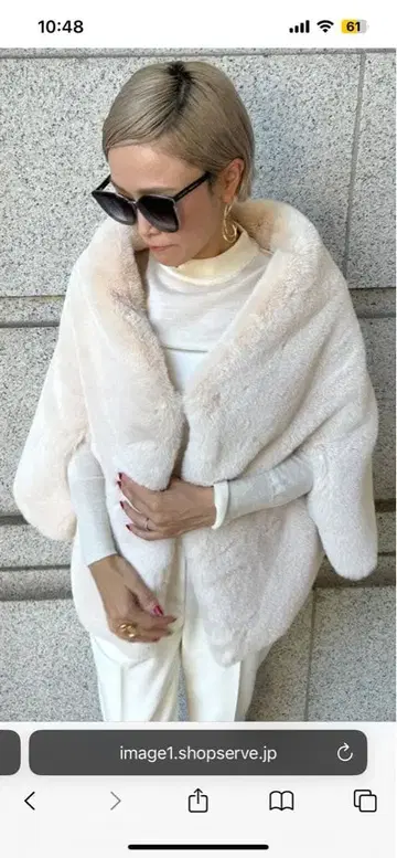 JENNE 퍼 케이프 미사용 새상품 아이보리