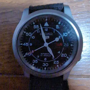 SEIKO 자동 와인딩 시계 블랙 다이얼 나일론 밴딩