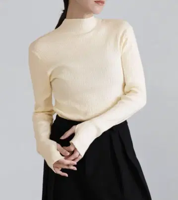 [ 새상품 미사용 ] 셀렉모카 뉘앙스리브 프티하이넥 아이보리