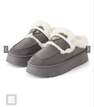 통굽 무스탕 슬립온 차콜