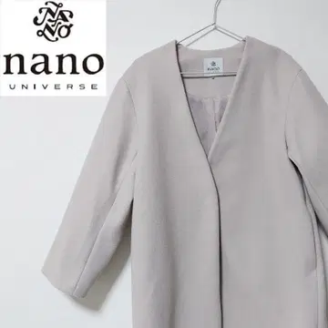 NANO UNIVERSE 나노 유니버스 노카라 롱 코트 핑크 그레이