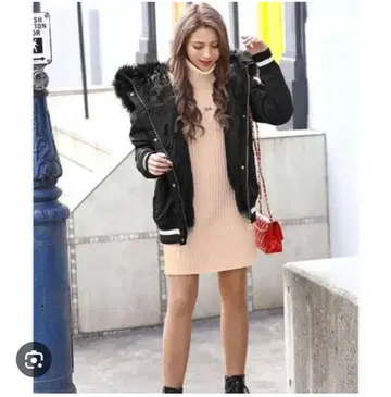 Rady 퍼 포함 블랙 다운 자켓 밀리터리