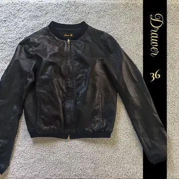 Drawer 램 가죽 블루종 자켓 블랙 36 새상품급 블랙