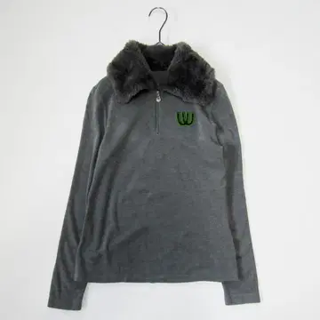 MIEKO UESAKO 미사코 우에사코 인조 모피 하프 지퍼 셔츠