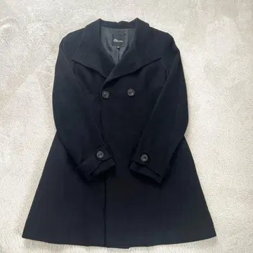 블랙 더블 브레스트 체스터 코트