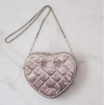 pium 피움 벨로아 퀼팅 하트 미니백 더스티 핑크
