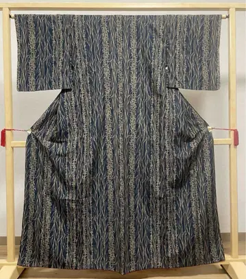 A 작은 꽃 무늬 남색 코몬 이중 기모노 워셔블 기모노 K49