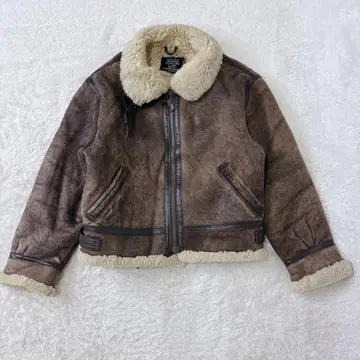 빈티지 플라이트 자켓 B-3 리얼 무스탕 램 가죽 L 짧은 기장