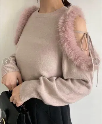 SNIDEL 스나이델 에코 퍼 슬리브 니트 풀오버