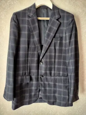 NEWYORKER 체크 무늬 테일러드 자켓 네이비