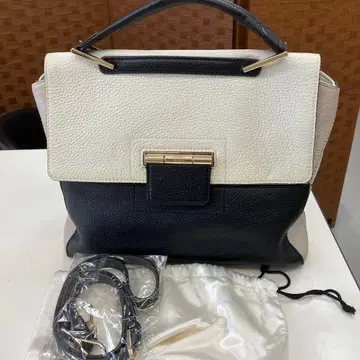 FURLA 2way 가죽 핸드백 숄더백 화이트/블랙