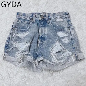 제이다 숏팬츠 데님 데미지 돌려입기 면100% 블루 XS