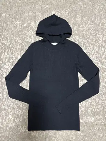 후드 부착 리브 니트 긴팔