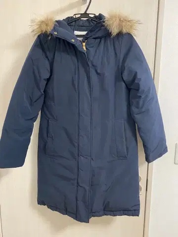 네이비 퍼 롱다운 자켓