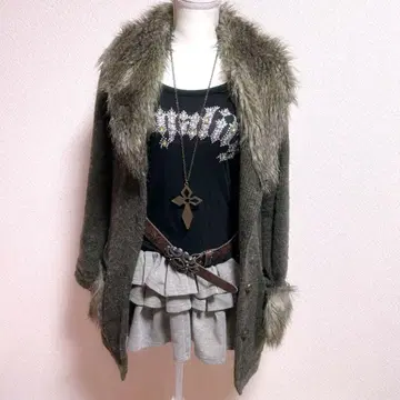 y2k 헤이세이 그런지 퍼 니트 가디건