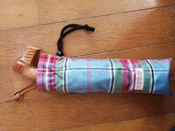 강아지 나무 조각 체크 무늬 접이식 우산