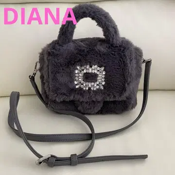 DIANA 퍼 핸드백 그레이