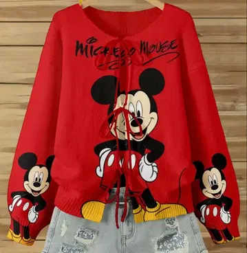 미사용 새상품 디즈니 미키마우스 프린트 니트 긴팔