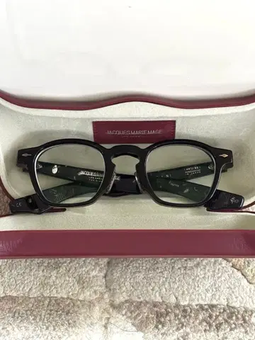 JACQUES MARIE MAGE 블랙 프레임 안경 케이스 포함