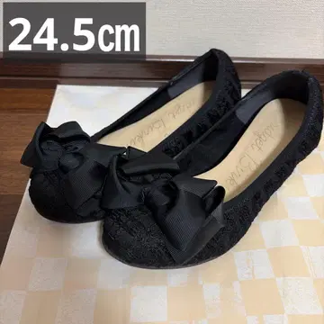 브리지트 버킨 블랙 발레 슈즈 펌프스 리본 24.5