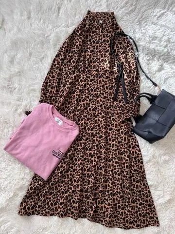 jouetie 풀오버 레이어드 원피스 표범 무늬 레오파드 맨투맨