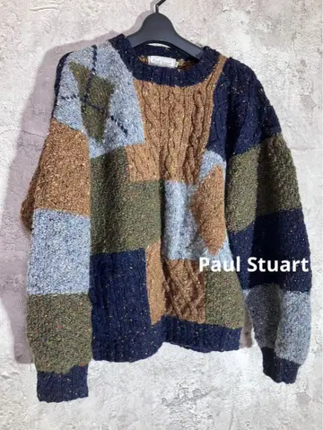 Paul Stuart 울 100  케이블 니트 스웨터