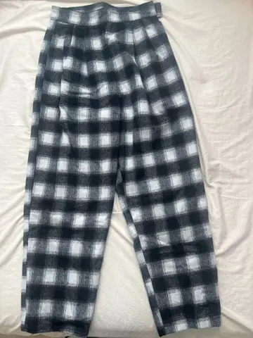 체크 무늬 와이드 팬츠 S 사이즈