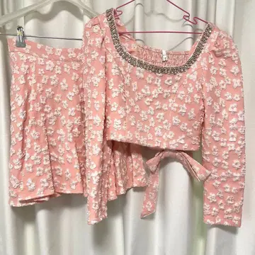 파티 드레스 셋업 긴팔 핑크