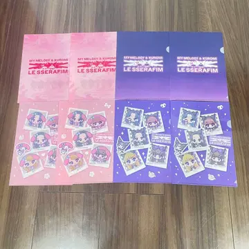 미사용품 LE SSERAFIM 마이멜로디 쿠로미 클리어 파일 8장 세트