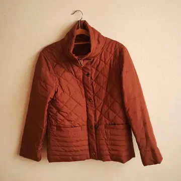 린넨 브라운 퀼팅 다운 자켓