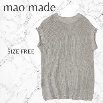 마오메이드 린넨 혼방 무지 슬리브리스 사이드 슬릿 니트 베스트 프리