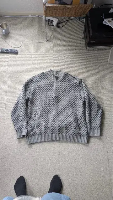 버즈아이 L.L.Bean 그레이 니트 스웨터 집업 L