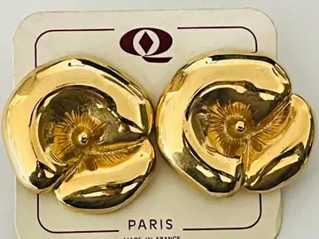 빈티지 골드 클립온 귀찌 꽃 빅 사이즈 paris