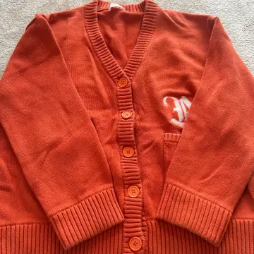 ACLENT 자수 루즈핏 가디건 오렌지