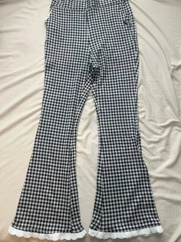 little sunny 블랙 화이트 체크 플레어 팬츠 S 사이즈