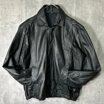 천연 가죽 가죽 자켓 올 블랙 빈티지 어깨 패드 없음