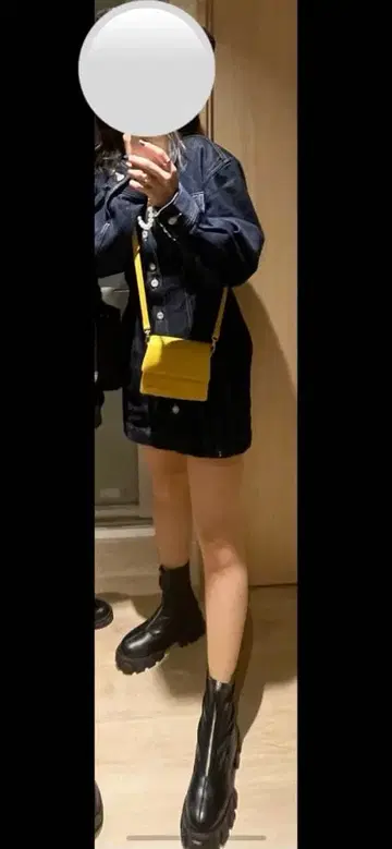 MOUSSY TUCK WAIST DENIM 미니 드레스 데님 미니 원피스