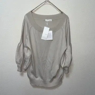 index 인덱스 베이지 니트 오분소매 캐주얼 M 새상품