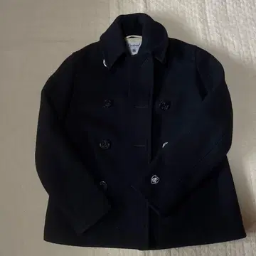 오시발 네이비 더블 브레스트 피 코트
