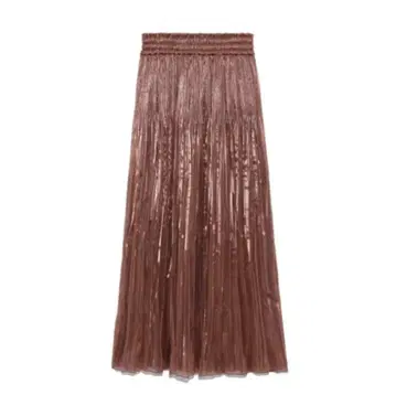 샴브레이 새틴 플리츠 스커트