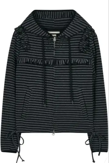 TYPESERVICE Ruffled Stripe Zip Hoodie