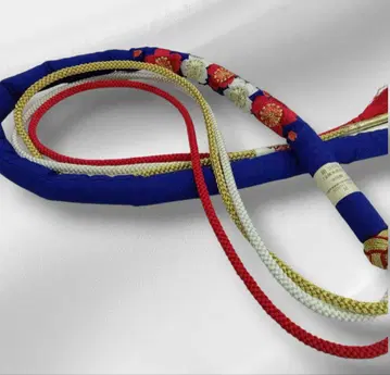 마루구케 허리띠 자수 파랑 블루 오다마키 순수 실크 후리소데 #1263